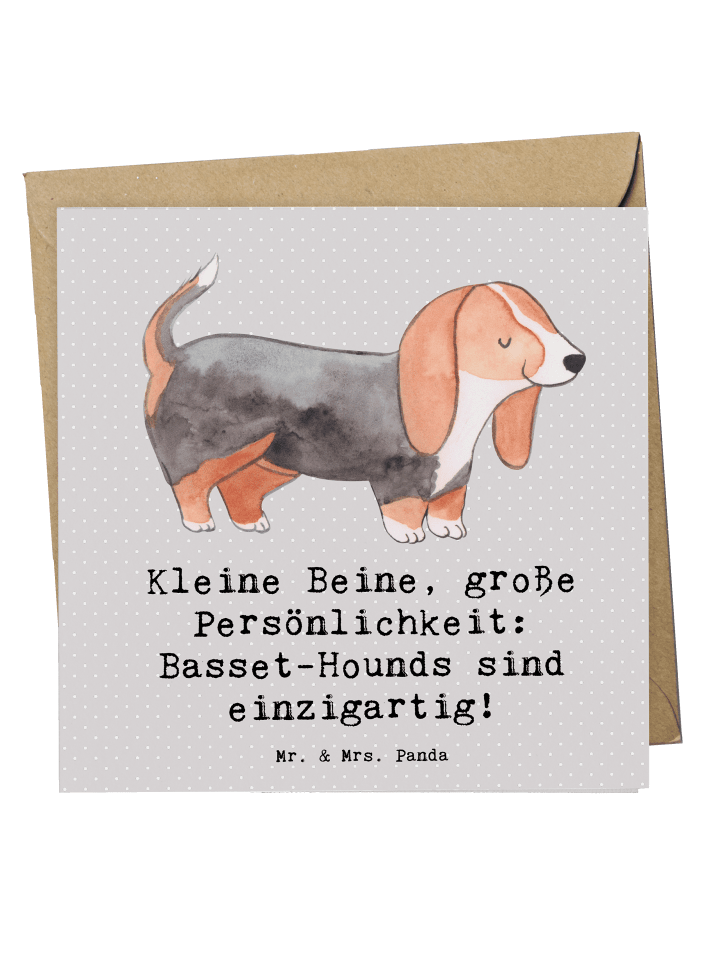 Deluxe Karte Basset Hound Persönlichkeit mit Sp... in Grau Pastell
