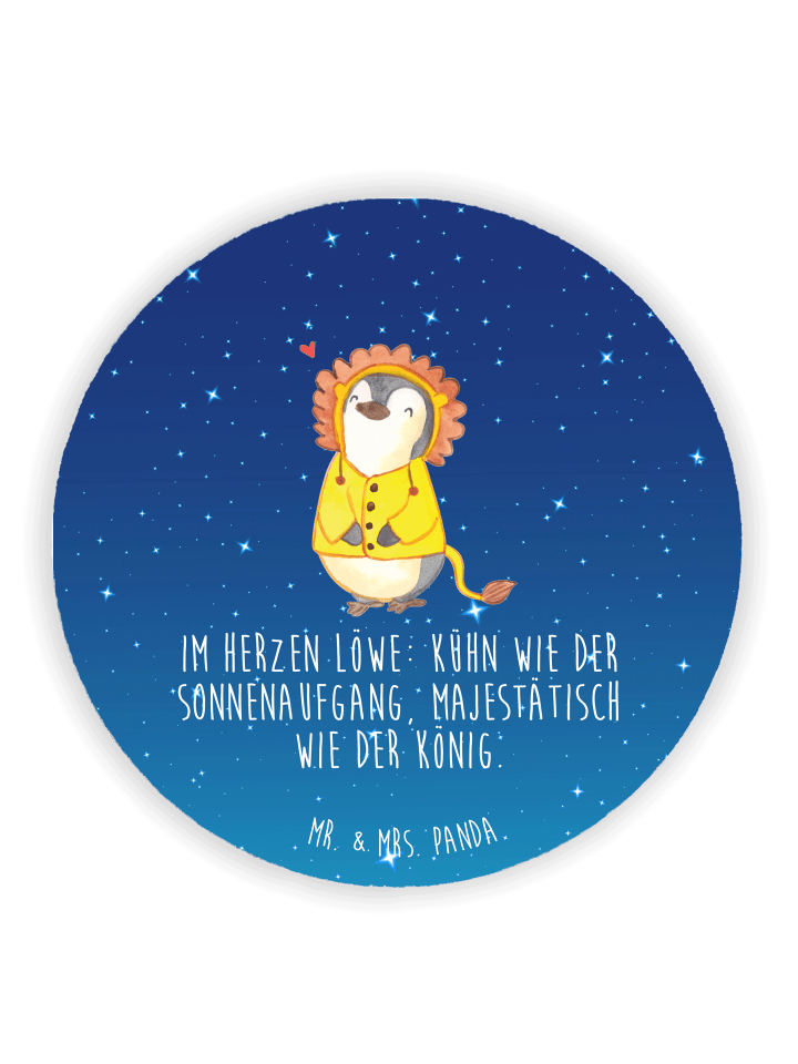 Rund Magnet Löwe Astrologie mit Spruch in Sternenhimmel Blau