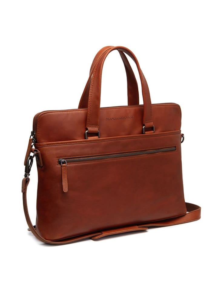 Elvas Aktentasche Leder 40 cm Laptopfach cognac