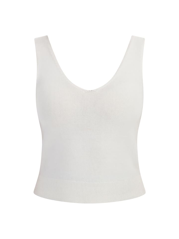 Damen Strick Tank Top in Wollweiss