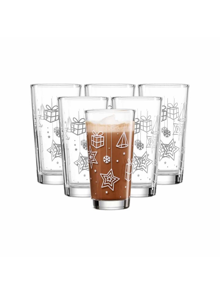 6er Set Trinkgläser Xmas in Transparent 380 ml
