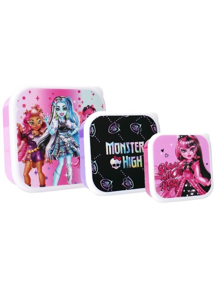 Monster High Brotzeitbox 3in1 – Perfekte Lunchbox für Schule in Rosa