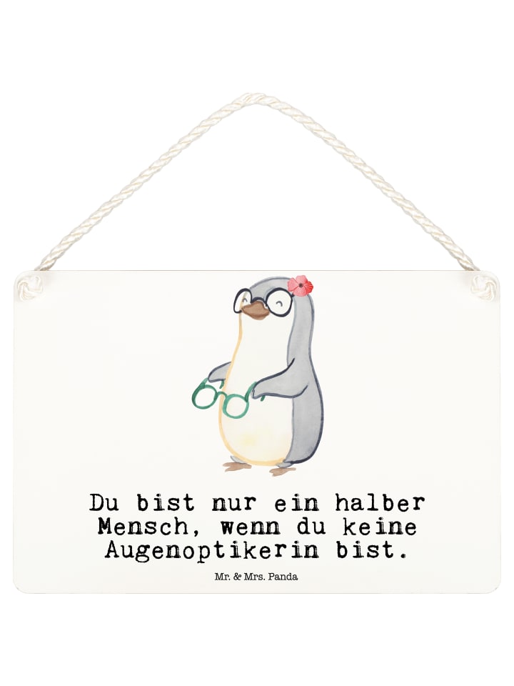 Schild Augenoptikerin Herz mit Spruch in Weiß