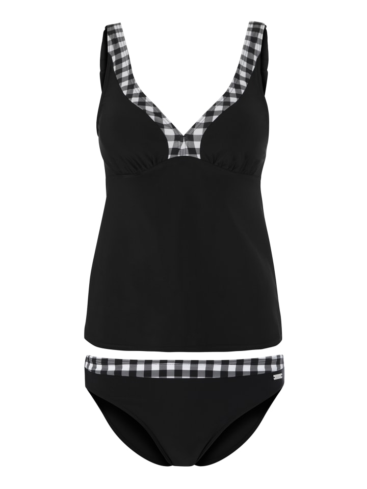 Bügel-Tankini in schwarz-weiß