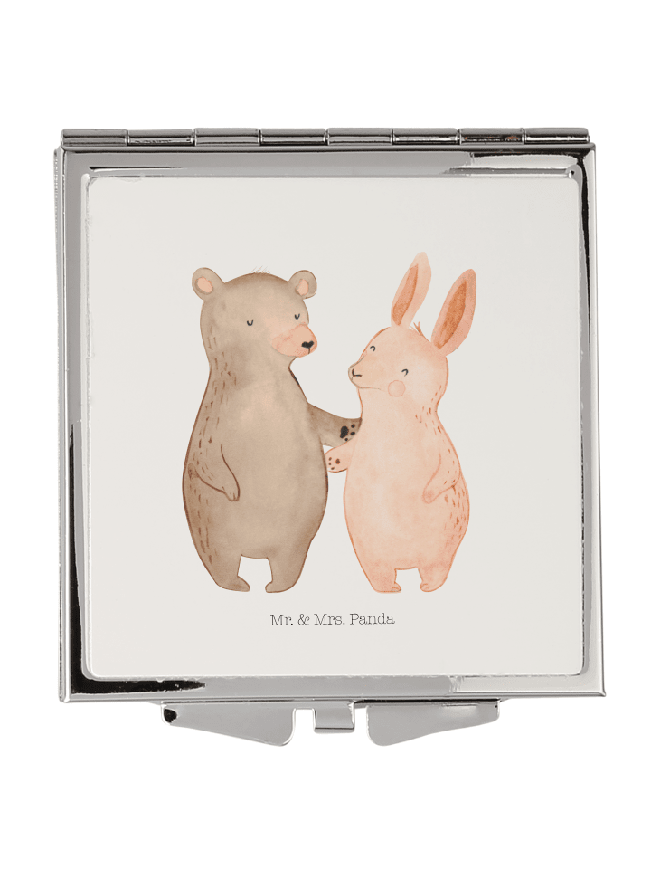 Schminkspiegel Bär und Hase Umarmen ohne Spruch in Weiß