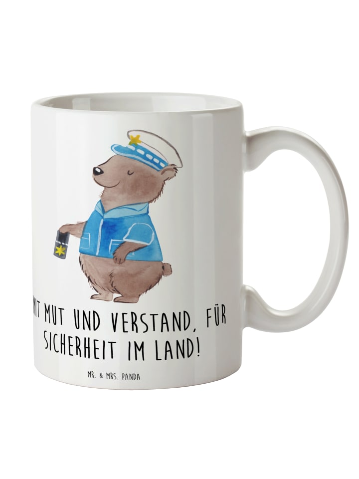 Tasse Polizist Mut Verstand mit Spruch in Weiß
