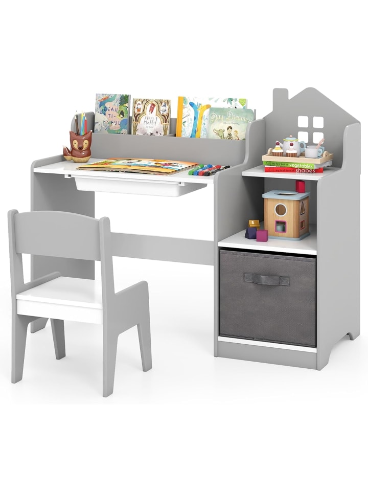 Schreibtisch Kinder mit Stuhl in Grau