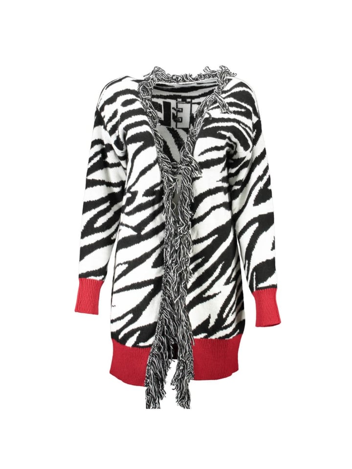 Weiß Acryl Damen Strickjacke