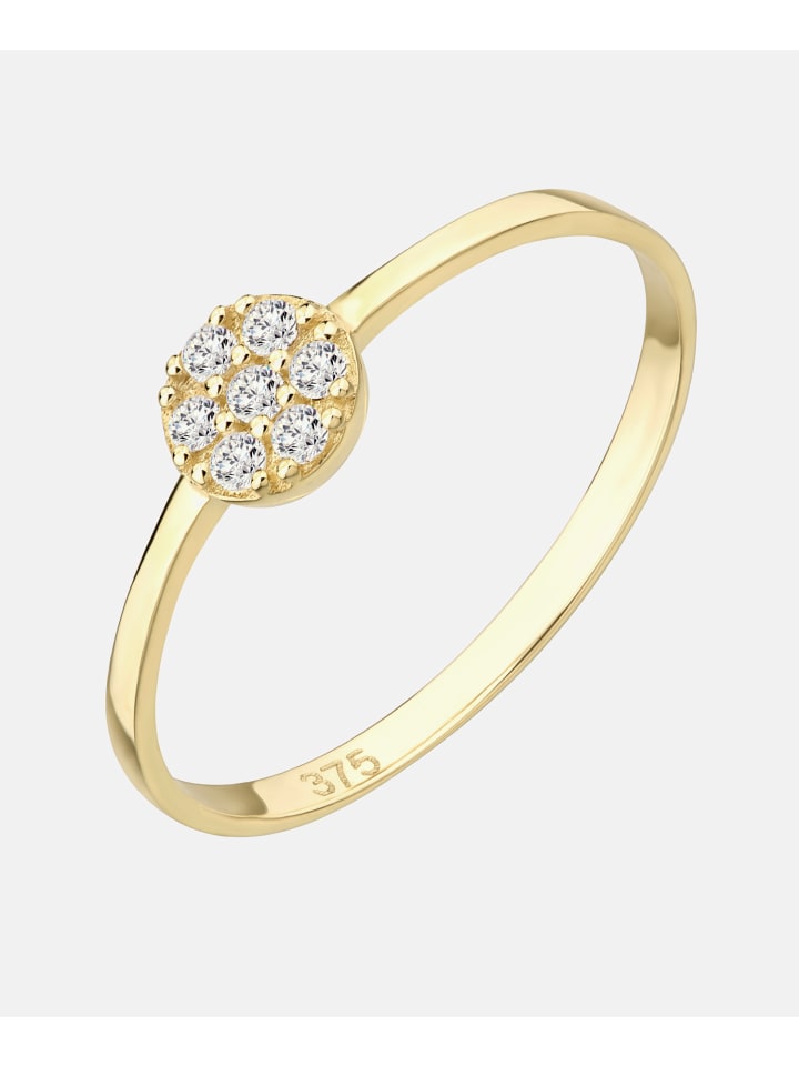 Verlobungsring aus 375 Gelbgold mit Zirkonia