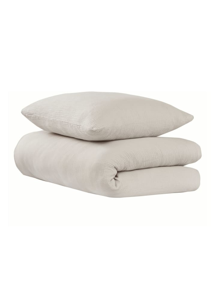 Musselin-Bettwäsche-Set Lennox in Helltaupe