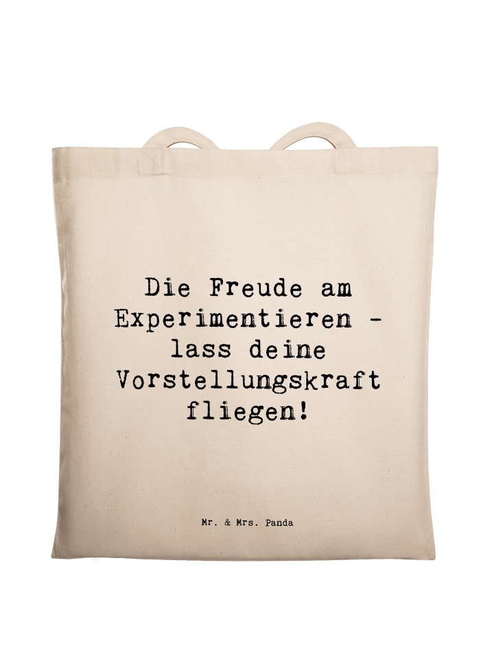 Tasche Spruch Die Freude am Experimentieren mit... in Creme