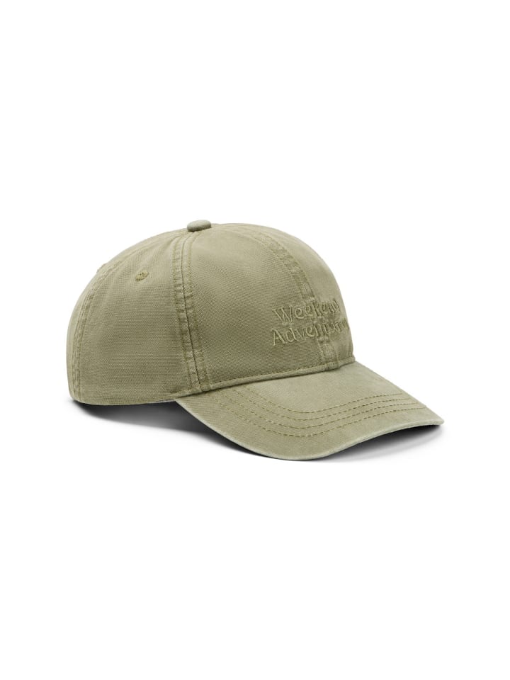 Cap aus Canvas mit Stickerei in Blattgrün