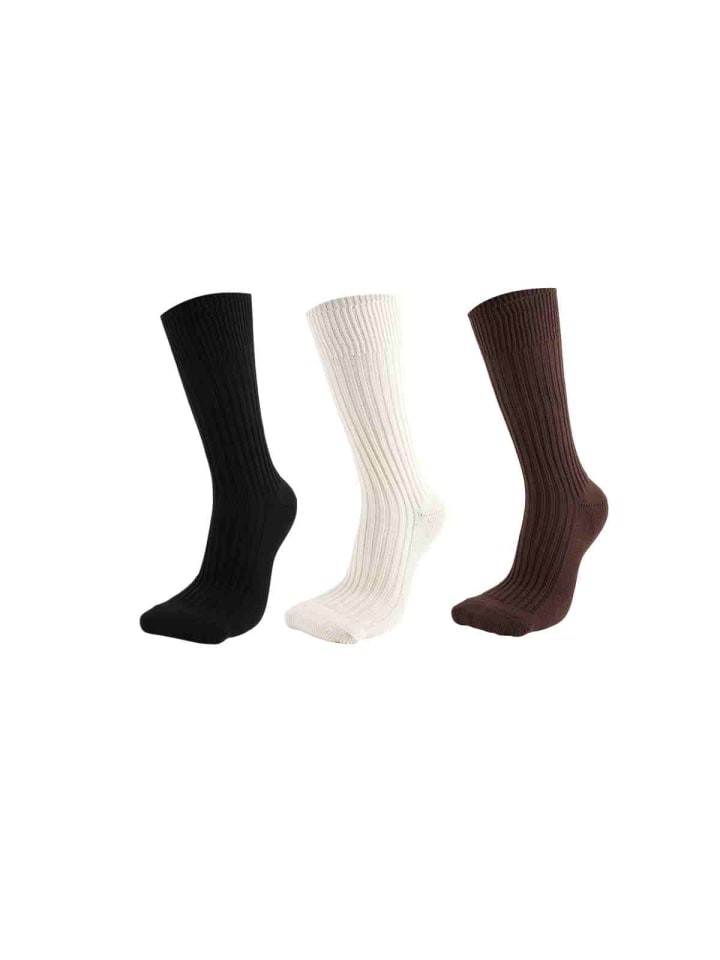 3er-Set Classic Socken in Schwarz/Weiß/Braun 35-39