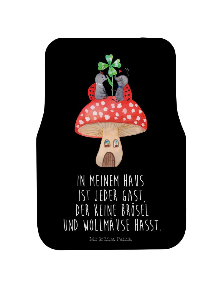 Automatte Marienkäfer Fliegenpilz mit Spruch in Schwarz