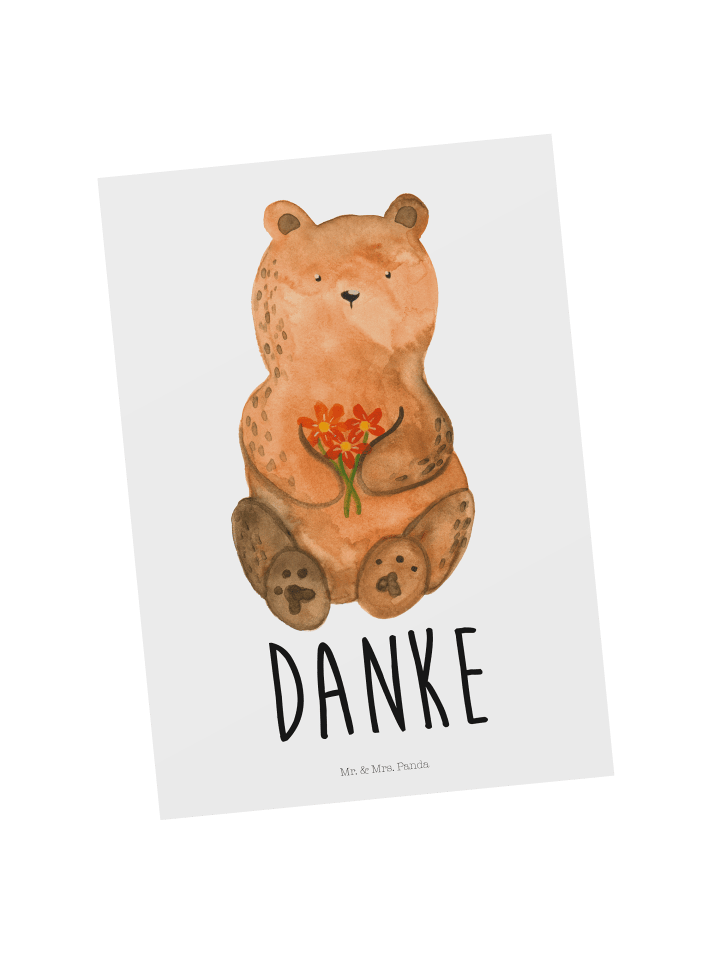 Postkarte Bär Dankbar mit Spruch in Weiß