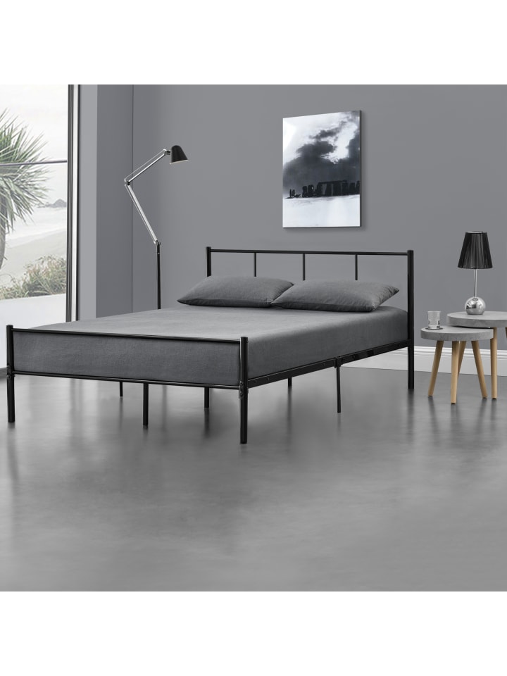 Metallbett Laos in Schwarz (B)140cm