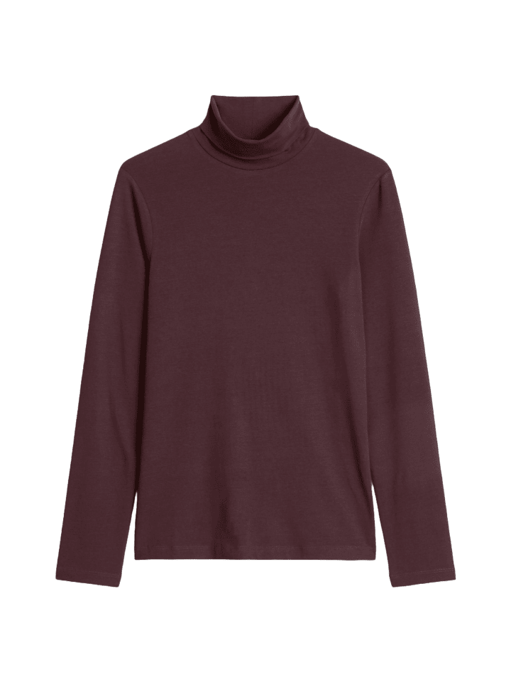 Turtleneck Longsleeve slim in Espresso Brown