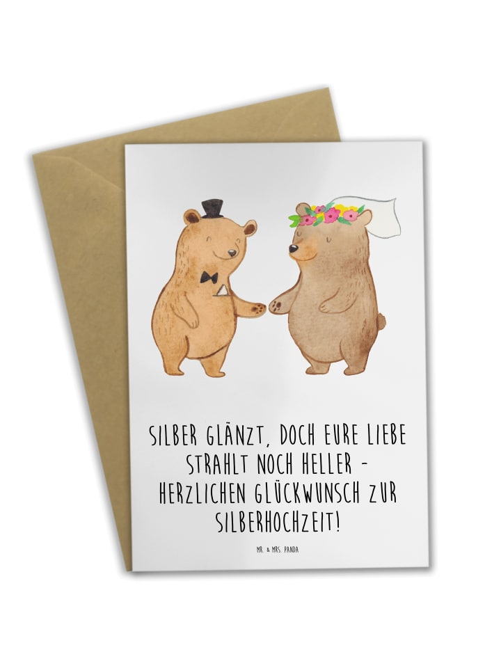 Grußkarte 25. Hochzeitstag Silberne Hochzeit mi... in Weiß