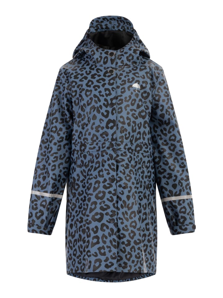 Mädchen Regenmantel in Blau Grau Schwarz Leo