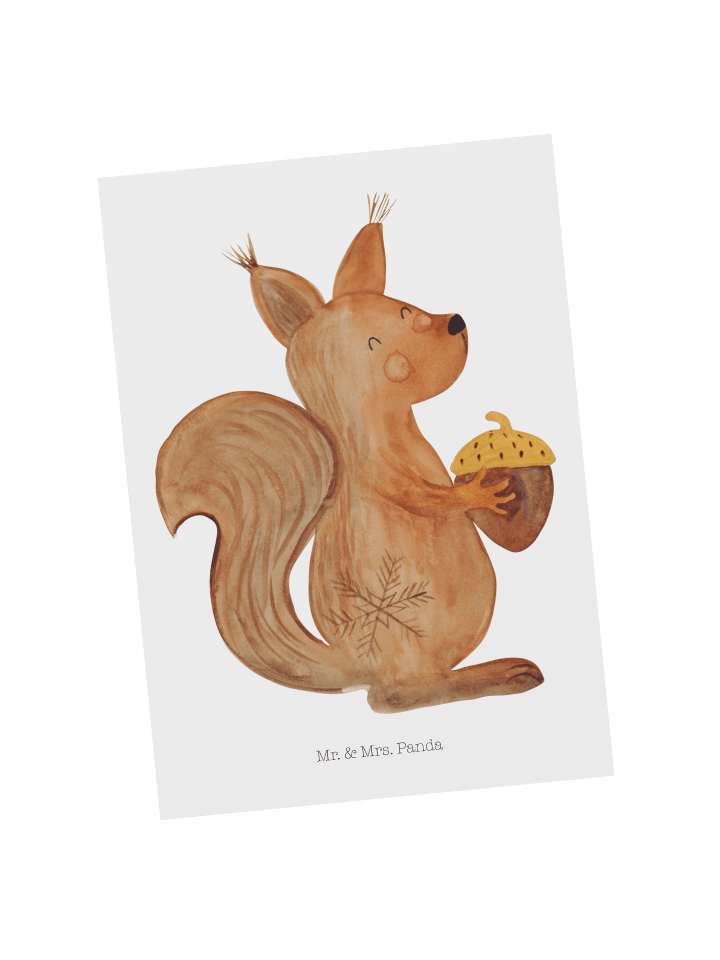 Postkarte Eichhörnchen Weihnachtszeit ohne Spruch in Weiß