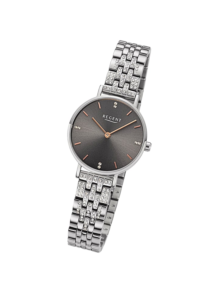 Analog-Armbanduhr Regent Metallarmband silber klein (ca. 28mm)