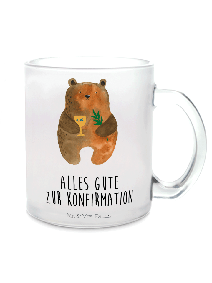 Trinkbecher Bär Konfirmation mit Spruch in Transparent