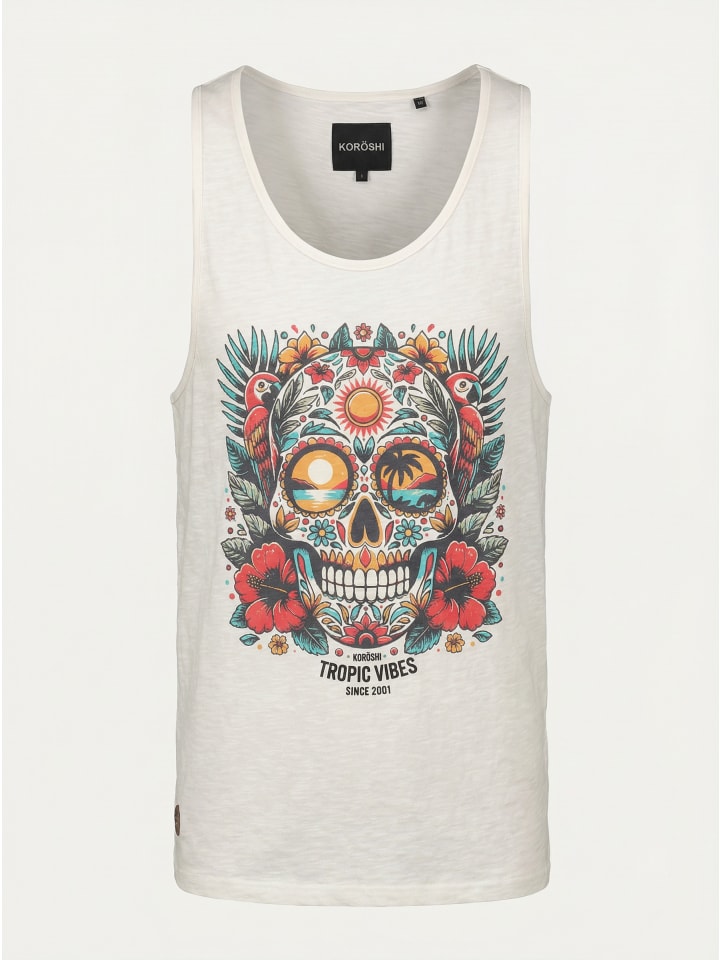 Herren baumwolle print tanktop in weiß