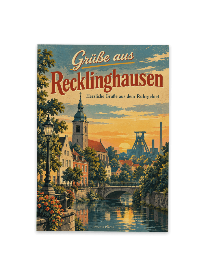 Postkarte Recklinghausen nostalgisch Design mit... in Weiß