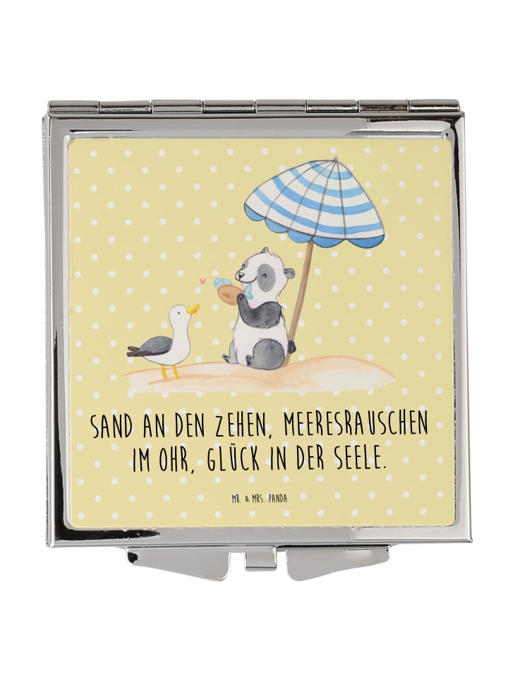 Schminkspiegel Sommer Meer Glück mit Spruch in Gelb Pastell