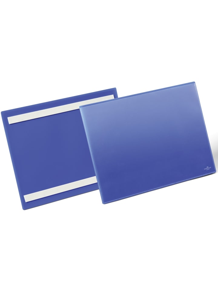 Etikettentaschen selbstklebend A4 quer blau Packung mit 50 Stück