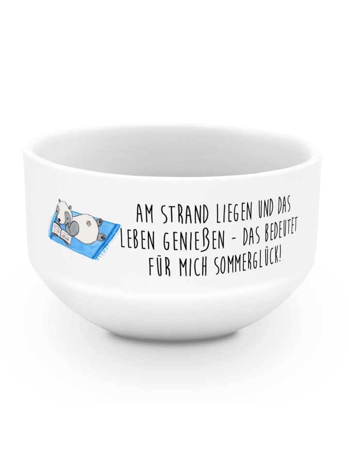 Salatschüssel Sommerglück mit Spruch in Weiß