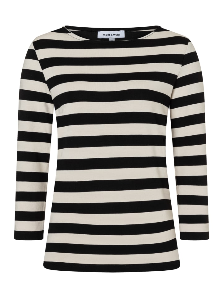 sportives 3/4 Arm Streifenshirt in black/offwhite