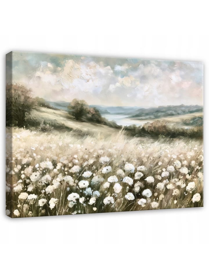 Leinwandbild Wildblumen in Beige