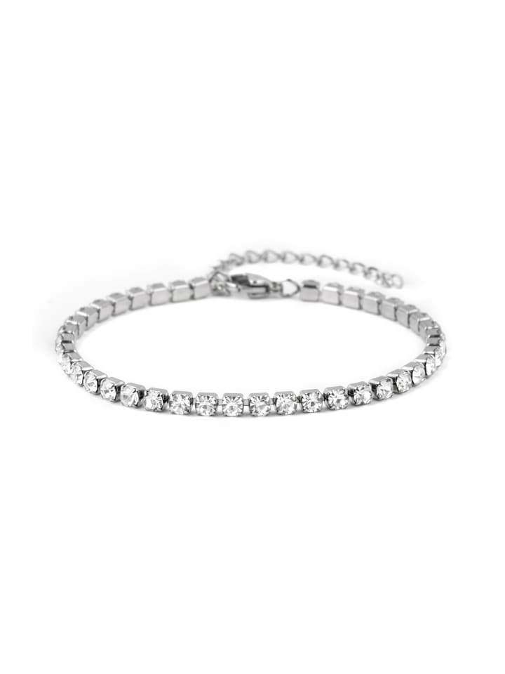 Armband mit funkelnden Zirkonia-Steinen, rhodiniert – Baliko