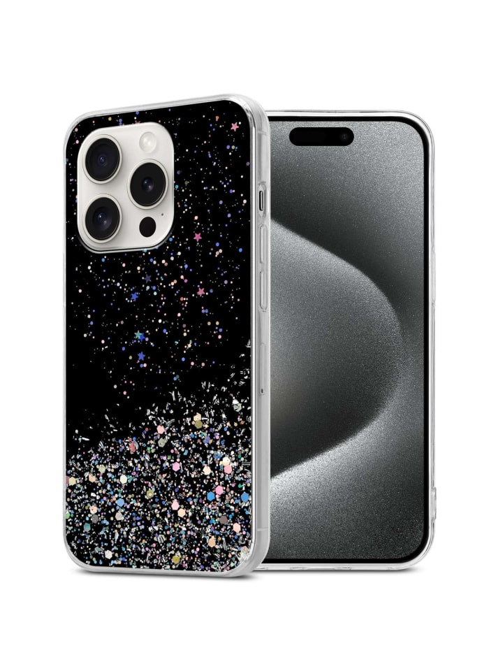 Hülle für Apple iPhone 15 PRO MAX Glitter in Schwarz mit Glitter