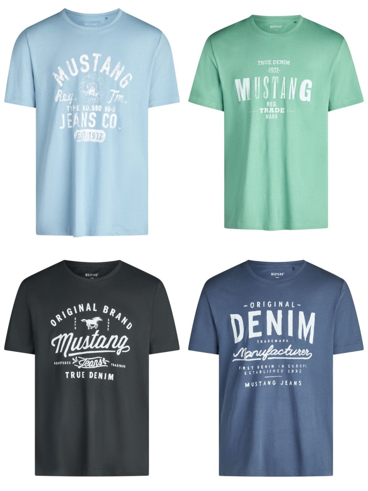 T-Shirt Basic Print 4er Pack in Mehrfarbig