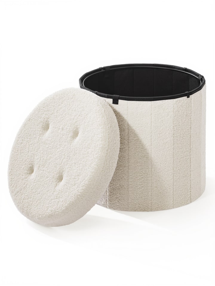 Sitzhocker Minota in Cremeweiss - (B)47 x (H)45 x (T)47 cm