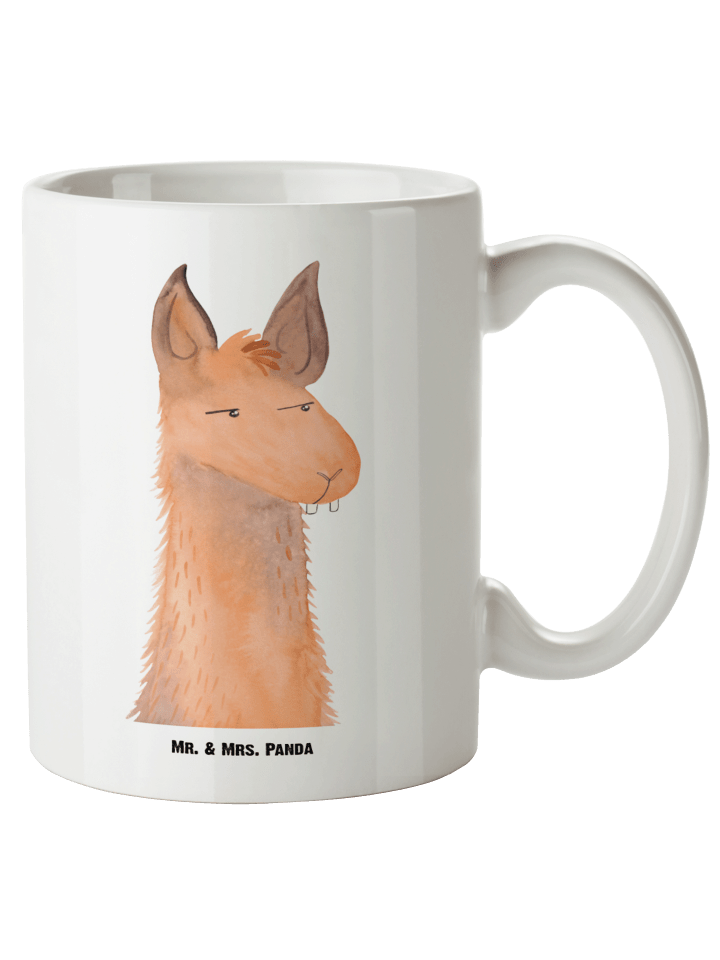 Kaffeebecher Lamakopf Genervt ohne Spruch in Weiß
