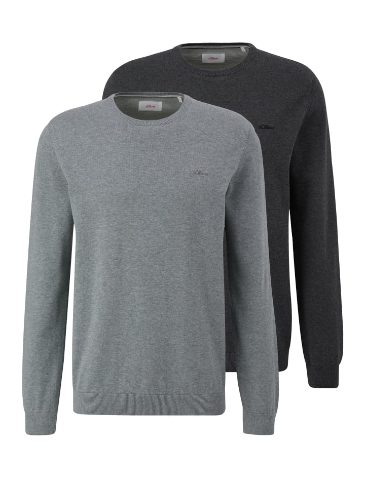 Pullover Basic in Hellgrau / dunkelgrau