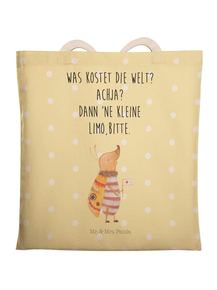 Umhängetasche Nachtfalter Fähnchen mit Spruch in Gelb Pastell