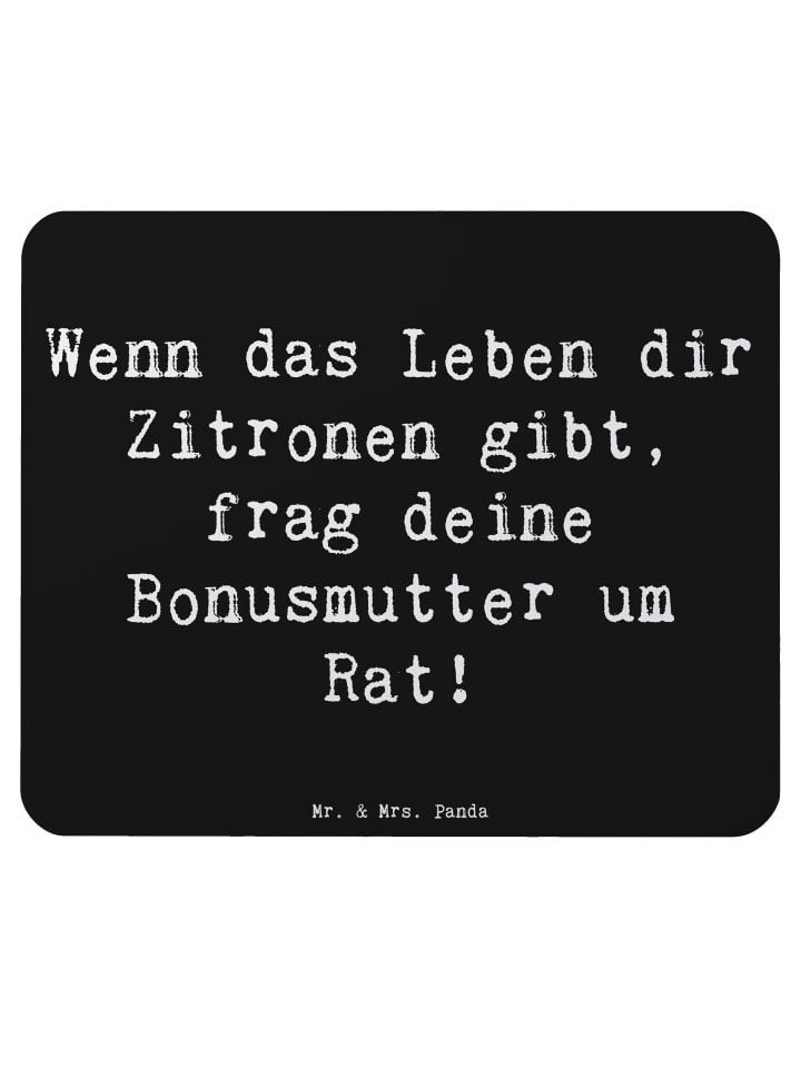 Mauspad Rat bei Bonusmutter mit Spruch in Schwarz