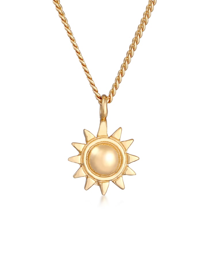 Halskette 925 Sterling Silber Sonne in Gold