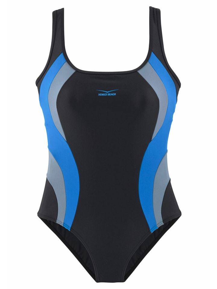 Badeanzug in schwarz-blau