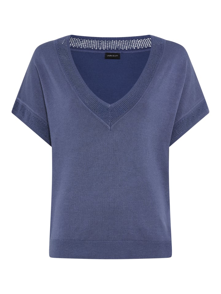 Kurzarmpullover in jeansblau