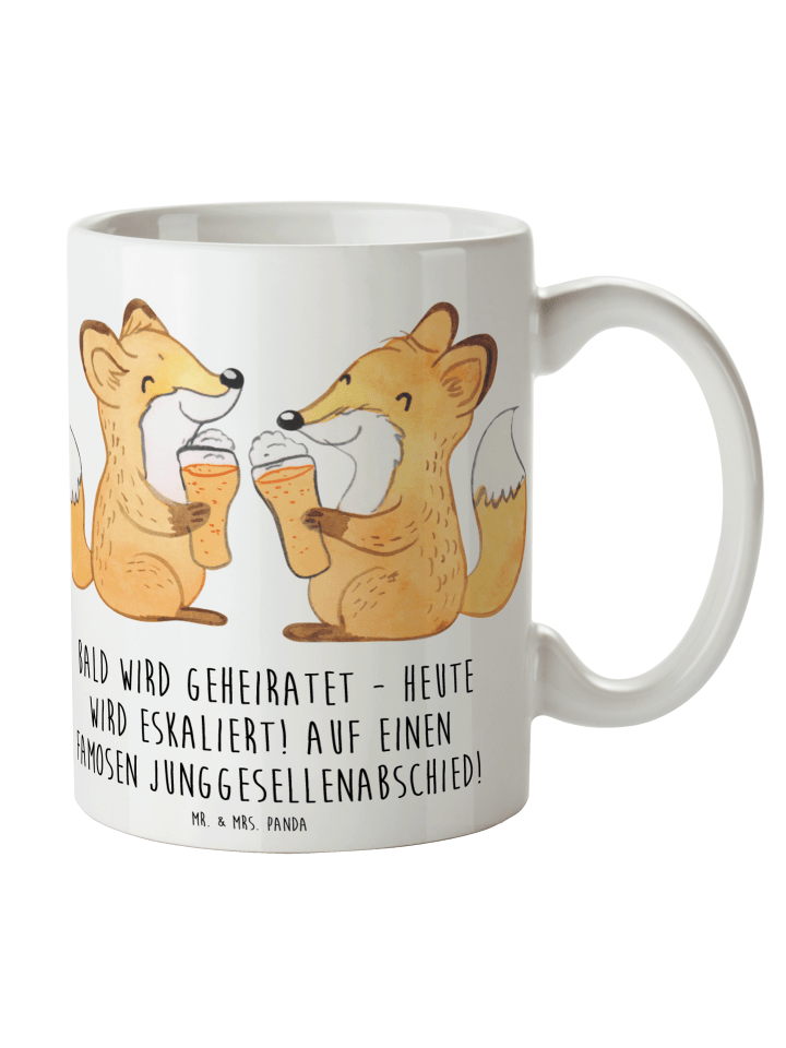Tasse Junggesellenabschied Eskalation mit Spruch in Weiß