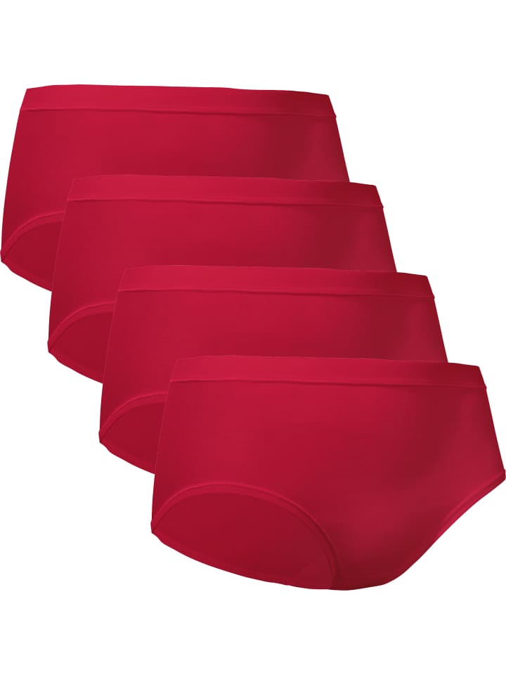 Baumwolle, Feinripp Taillenslip 4er-Pack in rot