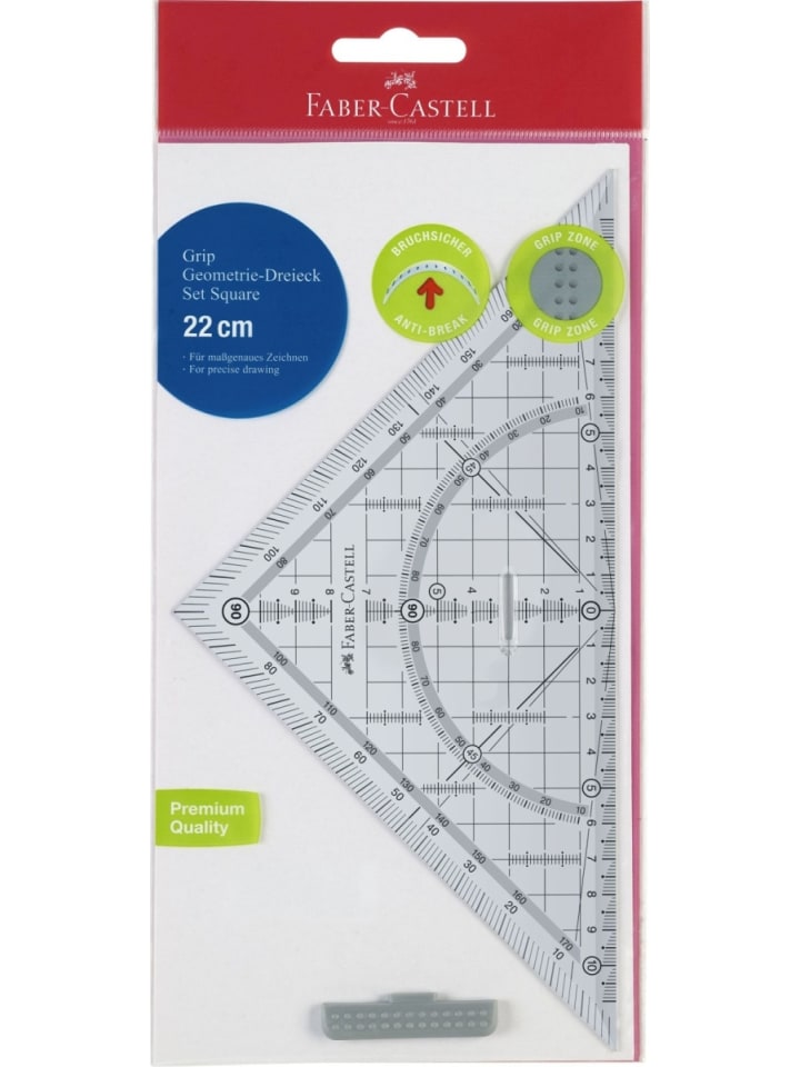 Geometriedreieck Grip groß Kunststoff 22 cm durchsichtig