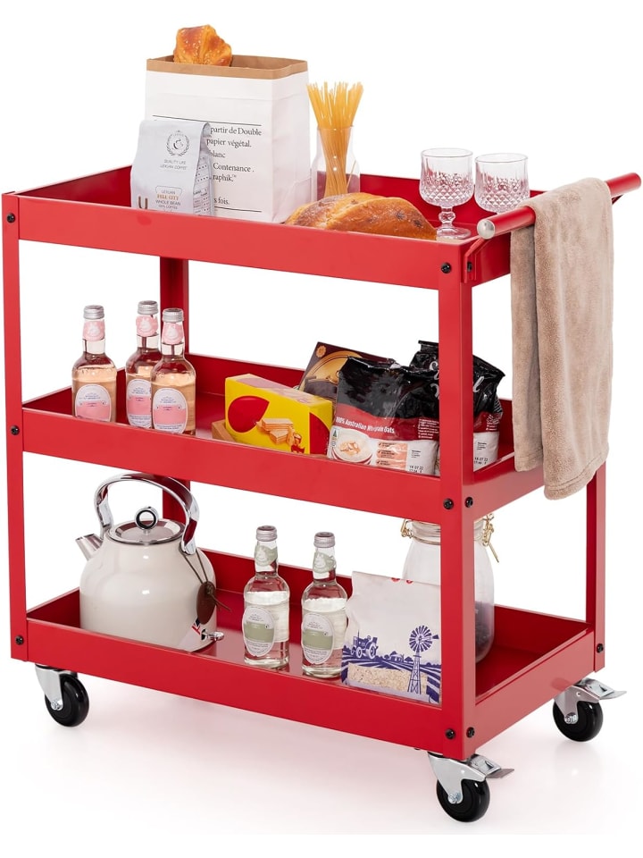 Werkstattwagen mit 2 Etagen in Rot