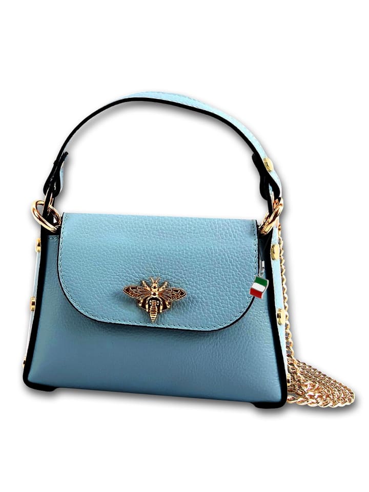 Leder Umhängetasche Florence Tasche hellblau ca. 19cm