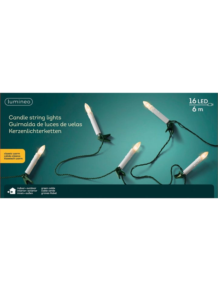 Kerzen-Lichterkette 16 LED 6 m in klassisch warm